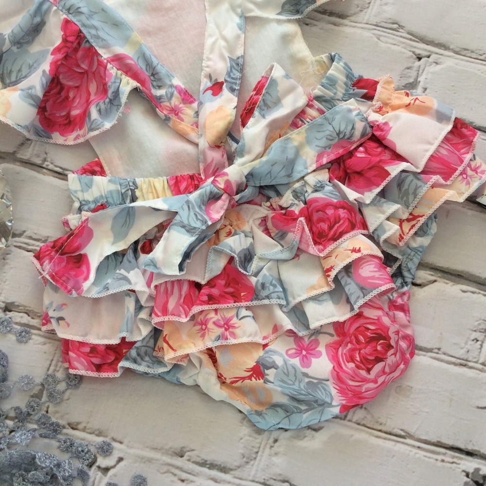Boutique Baby Girl Floral Romper & Headband - Picture 4 of 4